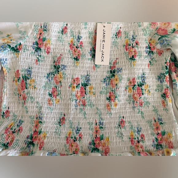 18, Janie and Jack Floral Smocked Romper NWT - Picture 6 of 17